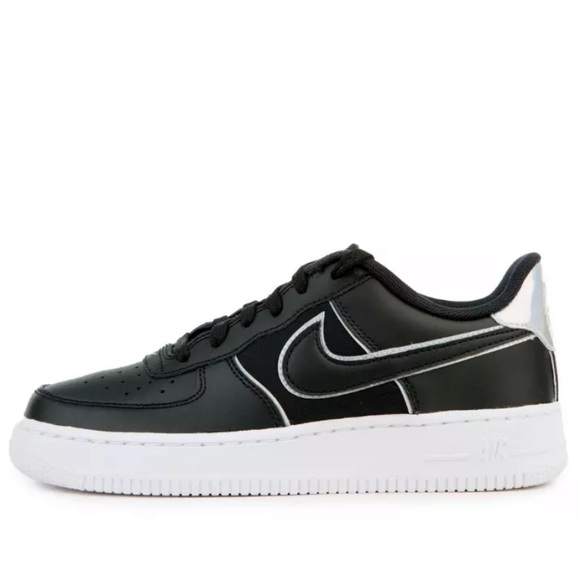 NIKE AIR FORCE ONE AF1 BLACK WHITE SILVER BQ7042 - Picture 7 of 12